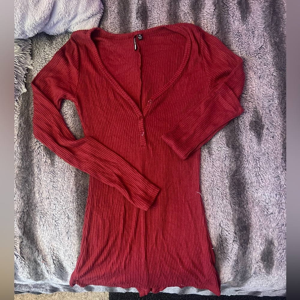 Fashion Nova Pajama Onesie - Burgundy